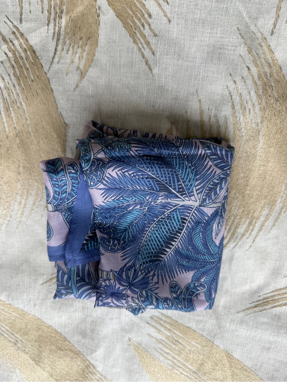 J. Jill Blue and Pink Leaf-Print Scarf